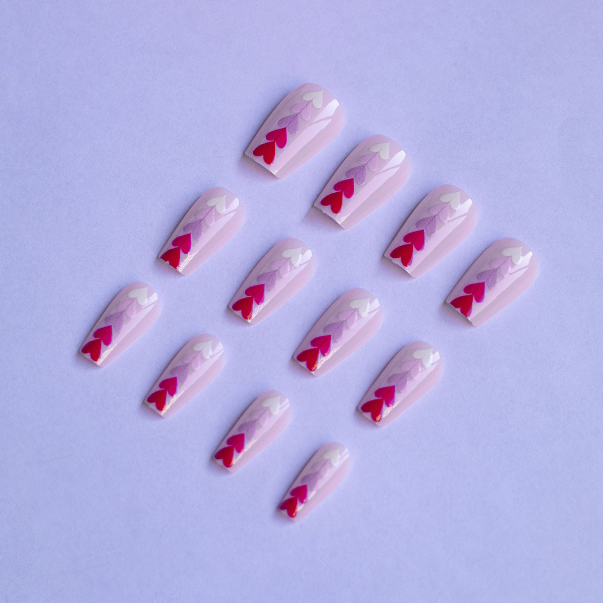 Herz-Design Press-On Nail Set Brehn