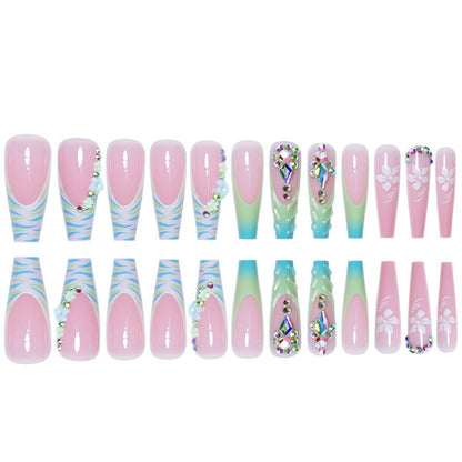 Glamouröse 3D Blumeneffekt Press-On Nagelverlängerungen Brehn