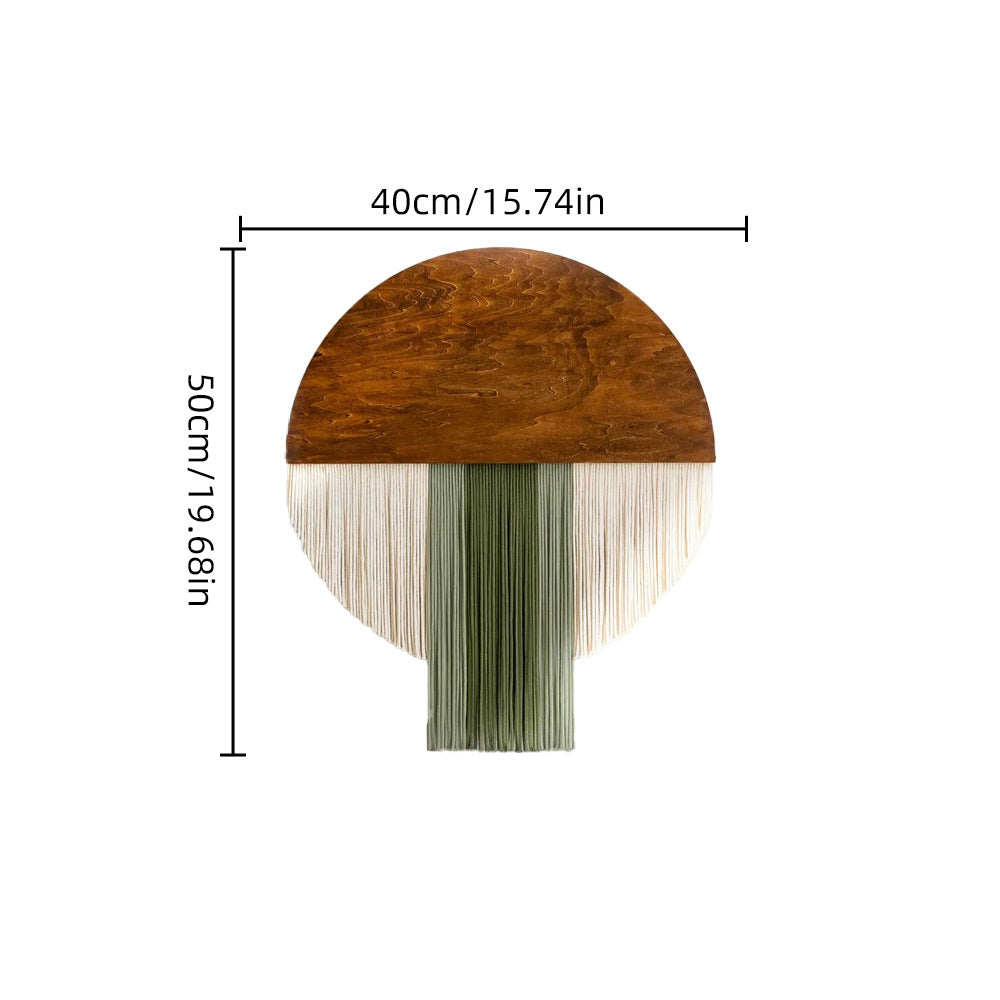 Wandbehang aus gefärbtem Garn und Holz