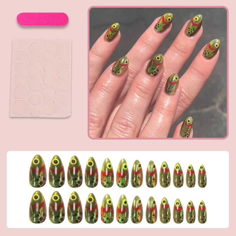 Kunstnagelset mit kreativen 3D-Augen- und Glitzerakzenten Brehn