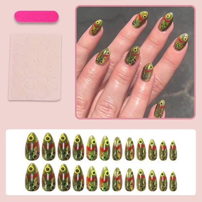 Kunstnagelset mit kreativen 3D-Augen- und Glitzerakzenten Brehn