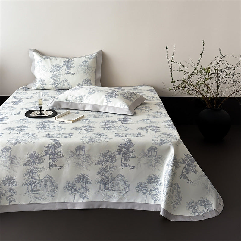 Bettwäschegarnitur aus feinem Baumwollsatin mit klassischem Toile-de-Jouy-Print und satiniertem Saum