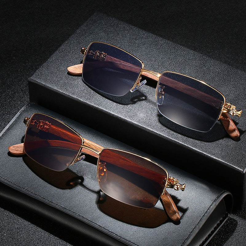 Damen modische Brille mit rechteckigem Rahmen und hochwertigen Holzdetails Brehn