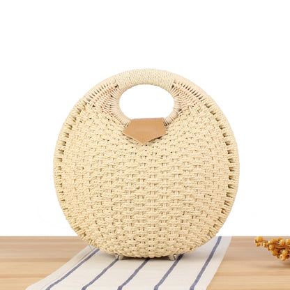 Runde Basttasche mit Elegantem Ledergriff Brehn