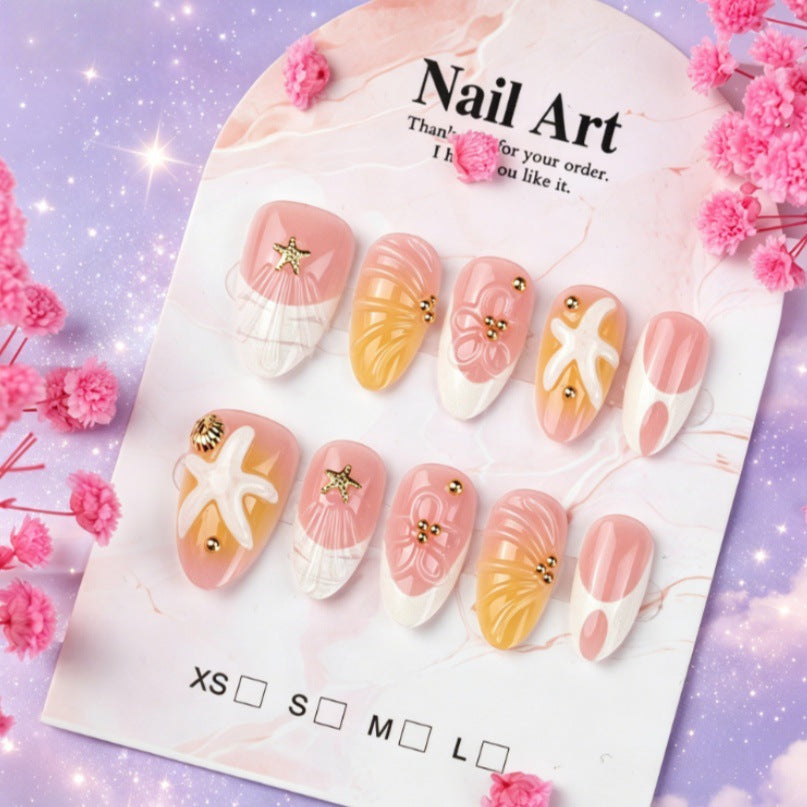 Künstlerisches Press-On-Nagelset mit einzigartigen Sommerdesigns Brehn