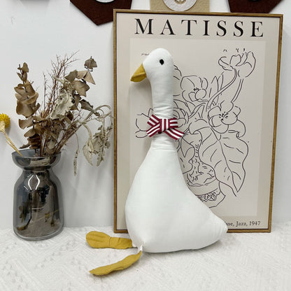 Handgemachte Leinen-Hase Weiche Stoffpuppe mit besticktem Latzkleid