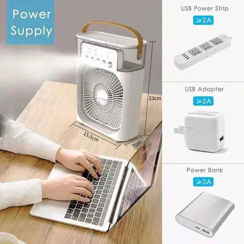 Unisex Einheitsgröße tragbarer USB-Befeuchtungs-Schreibtischventilator mit ambientem LED-Stimmungslicht und mehrstufiger Luftzirkulation Brehn