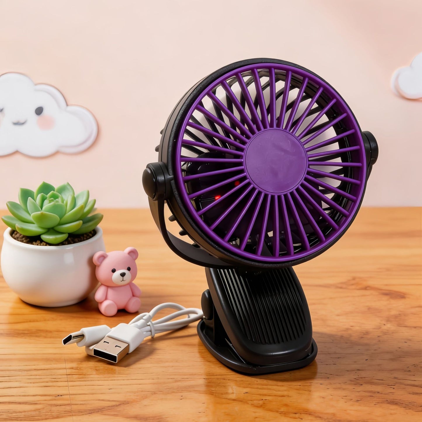 Damen tragbarer Tischventilator mit flexibler Neigung und USB-Anschluss Brehn