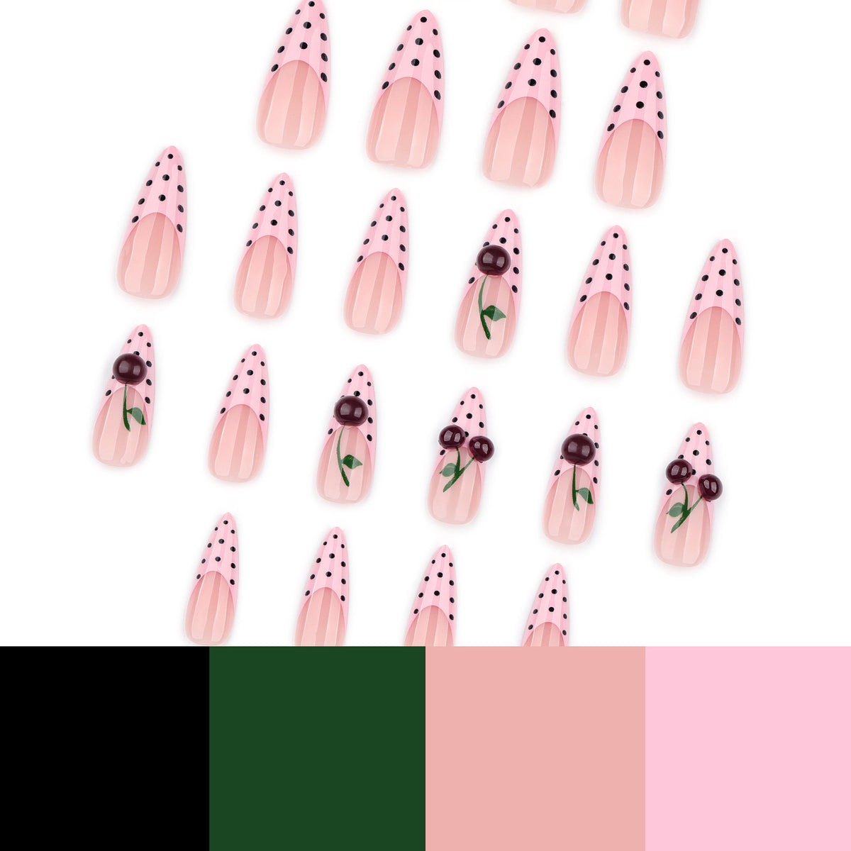Künstliche Nagelkunst im fröhlichen Kirsch-Design Brehn