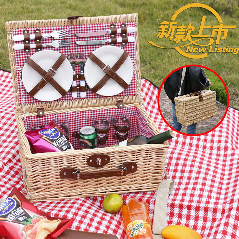 Damen Picknickkorb mit umfassendem Geschirrset und elegantem Innenfutter Brehn