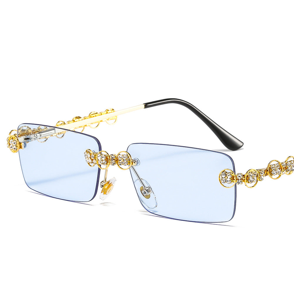 Damen Designer-Sonnenbrille mit funkelndem Rahmen und rechteckigem Glas Brehn