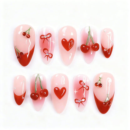 Dekoratives Herz- und Blumen-Nagelkunst-Press-On-Set
