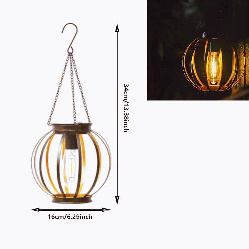 Vintage Hängende Metalllaterne Pendelleuchte mit Edison-Style Glühbirnenkäfig und verstellbarer Kette Brehn