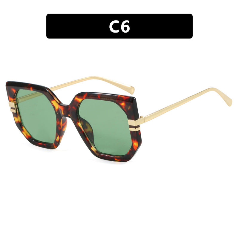 Damen geometrische Sonnenbrille mit luxuriösem goldenen Rahmen und polarisierenden Gläsern Brehn