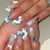 Floral-Designed Press-On Nail Set with Decorative Gem Accents Brehn