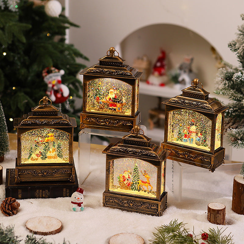 Nostalgische Weihnachtslaterne mit beweglicher Schneefallszene Brehn