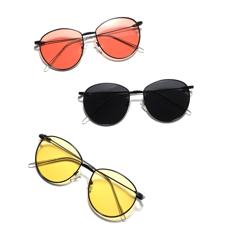 Damen runde Sonnenbrille mit schmalem Metallrahmen und polarisierten Gläsern Brehn