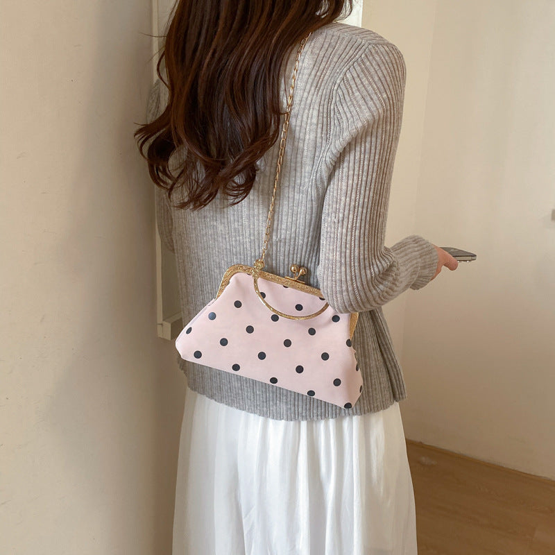 WoVintage Elegante Polka Dot Abend-Clutch Brehn