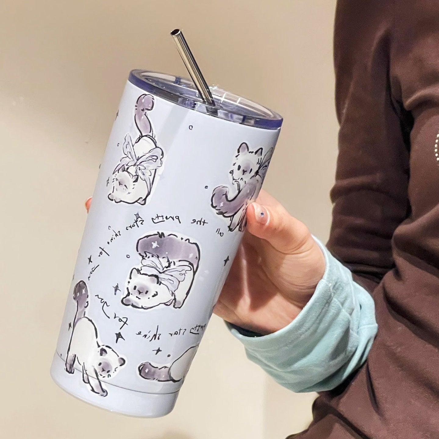 Damen Isoliertrinkbecher mit sicherem Silikondeckel und lustigem Hunde-Design Brehn