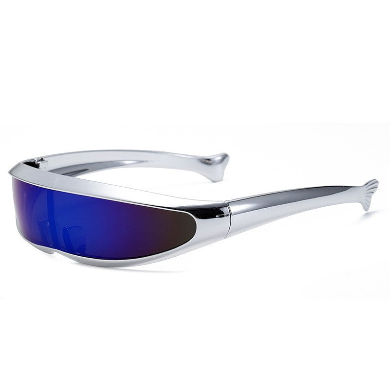 Damen Futuristische Designer-Sonnenbrille mit stilvollem goldenen Rahmen Brehn