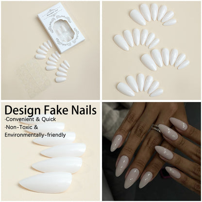 Kunstnagelset mit eleganten Stiletto-Spitzen und mattem Finish Brehn