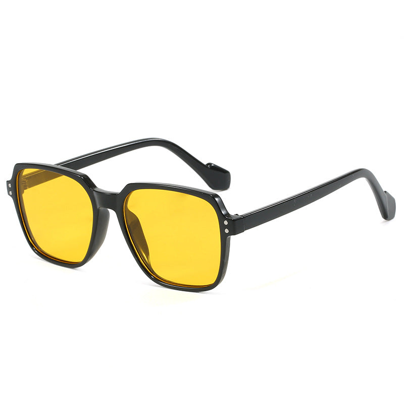 Damen modische quadratische Sonnenbrille mit gelben Gläsern Brehn