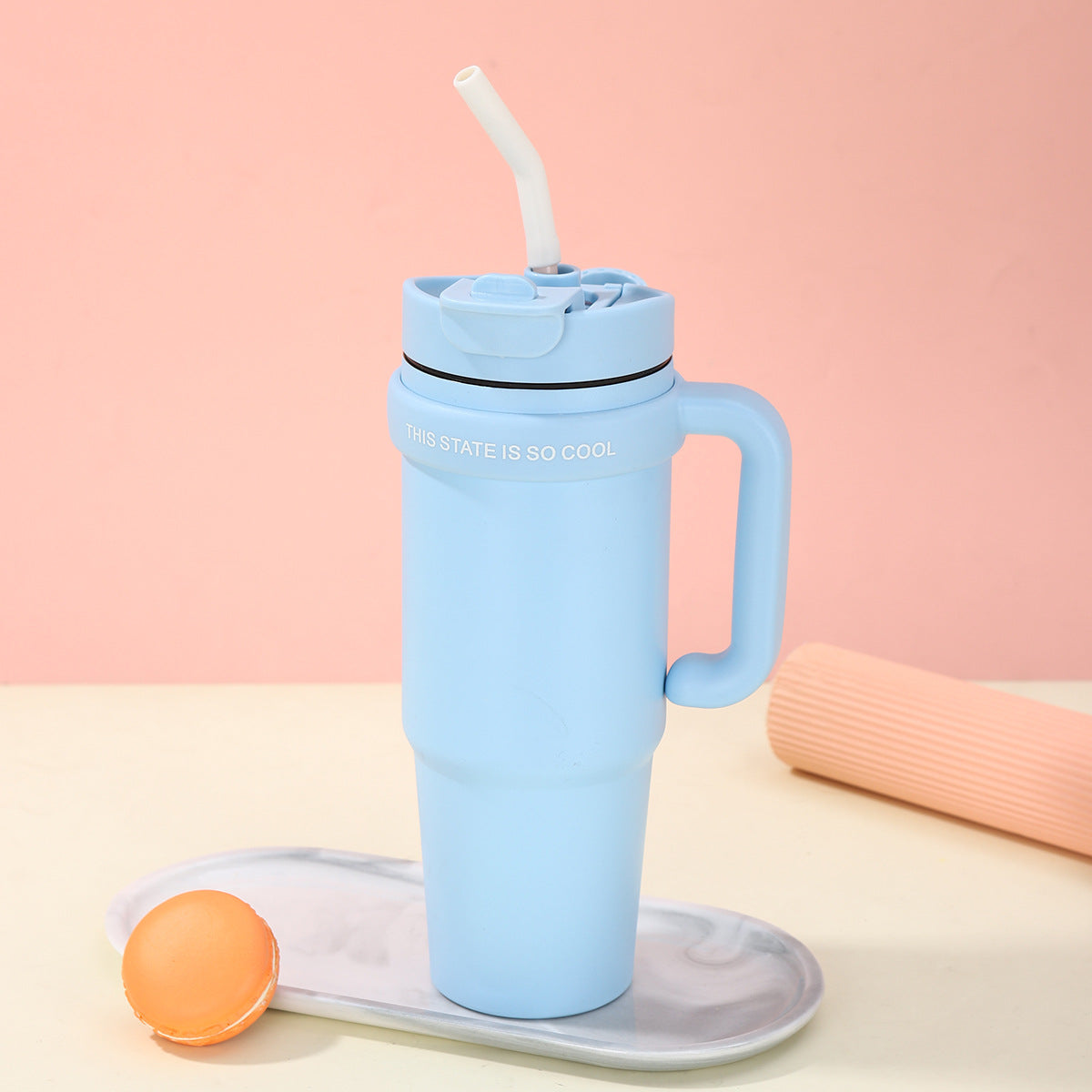Unisex Trinkbecher mit integriertem Strohhalm Brehn