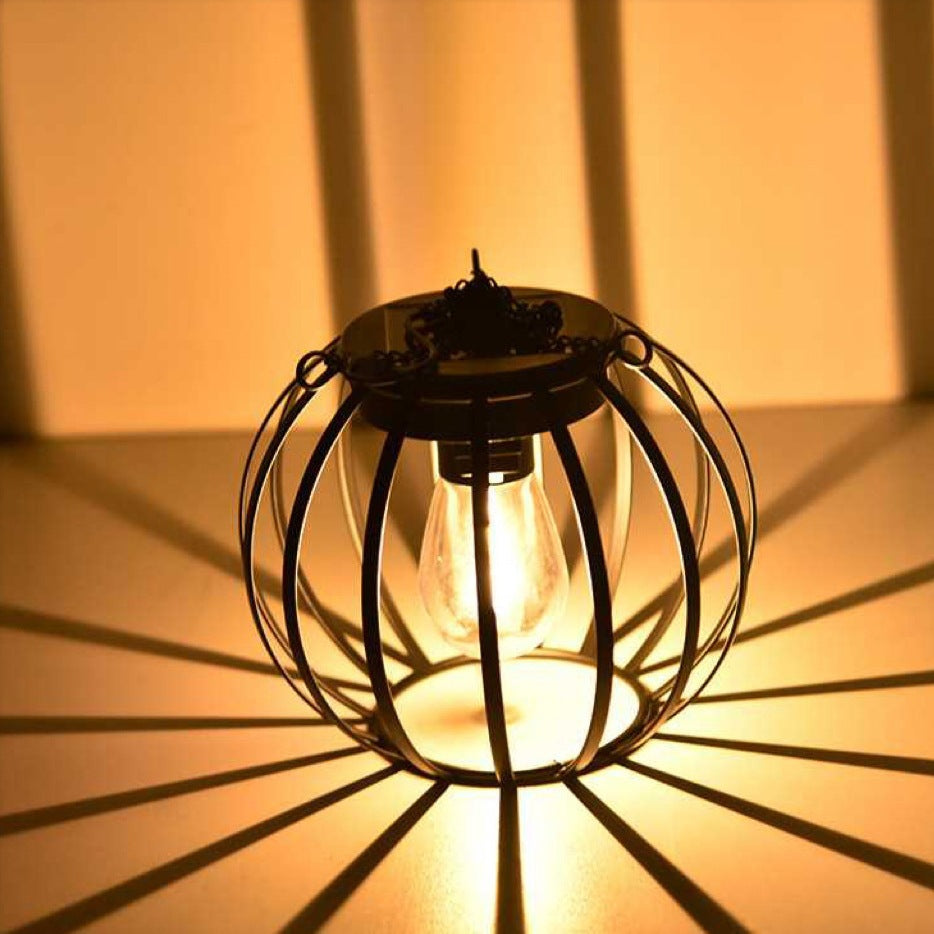 Vintage Hängende Metalllaterne Pendelleuchte mit Edison-Style Glühbirnenkäfig und verstellbarer Kette Brehn