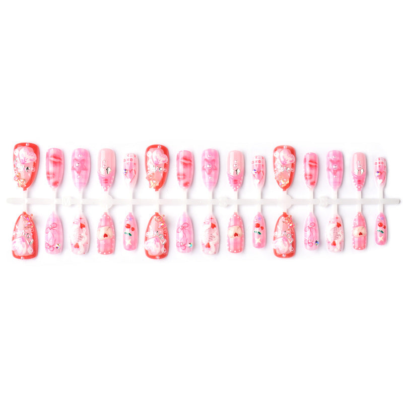 Künstlerisches Herz-Themen Press-On Nagelkunst Set Brehn