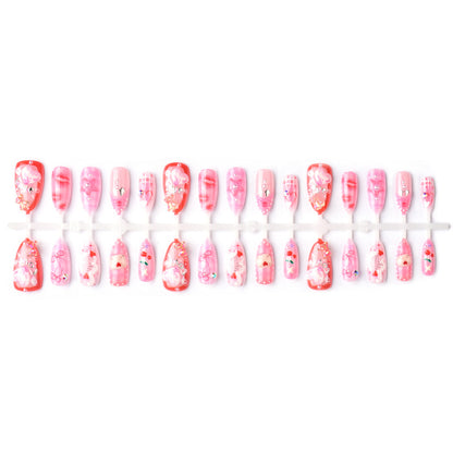 Künstlerisches Herz-Themen Press-On Nagelkunst Set Brehn