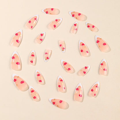Elegante Kiss-Druck Französische Tipp Nail Art Extensions Brehn