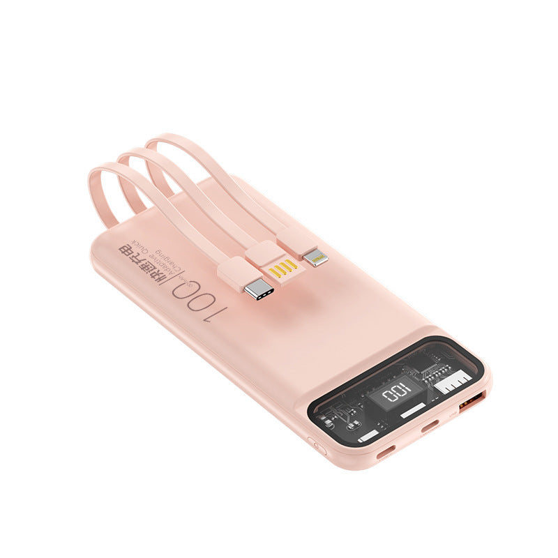 Tragbare Powerbank mit multifunktionalem Kabelsystem und digitaler Anzeige Brehn