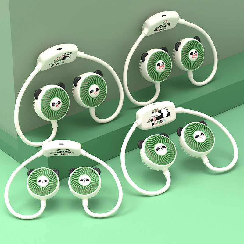 Unisex Tragbarer Doppellüfter im Panda-Design Brehn
