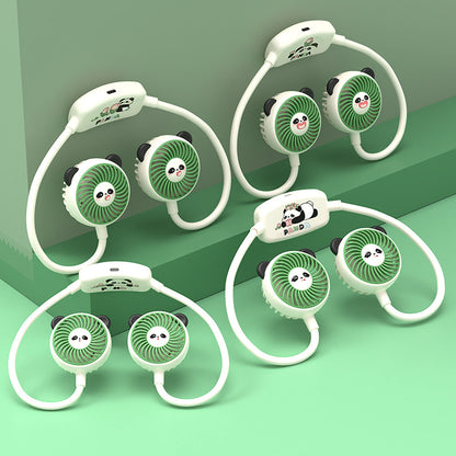 Unisex Tragbarer Doppellüfter im Panda-Design Brehn