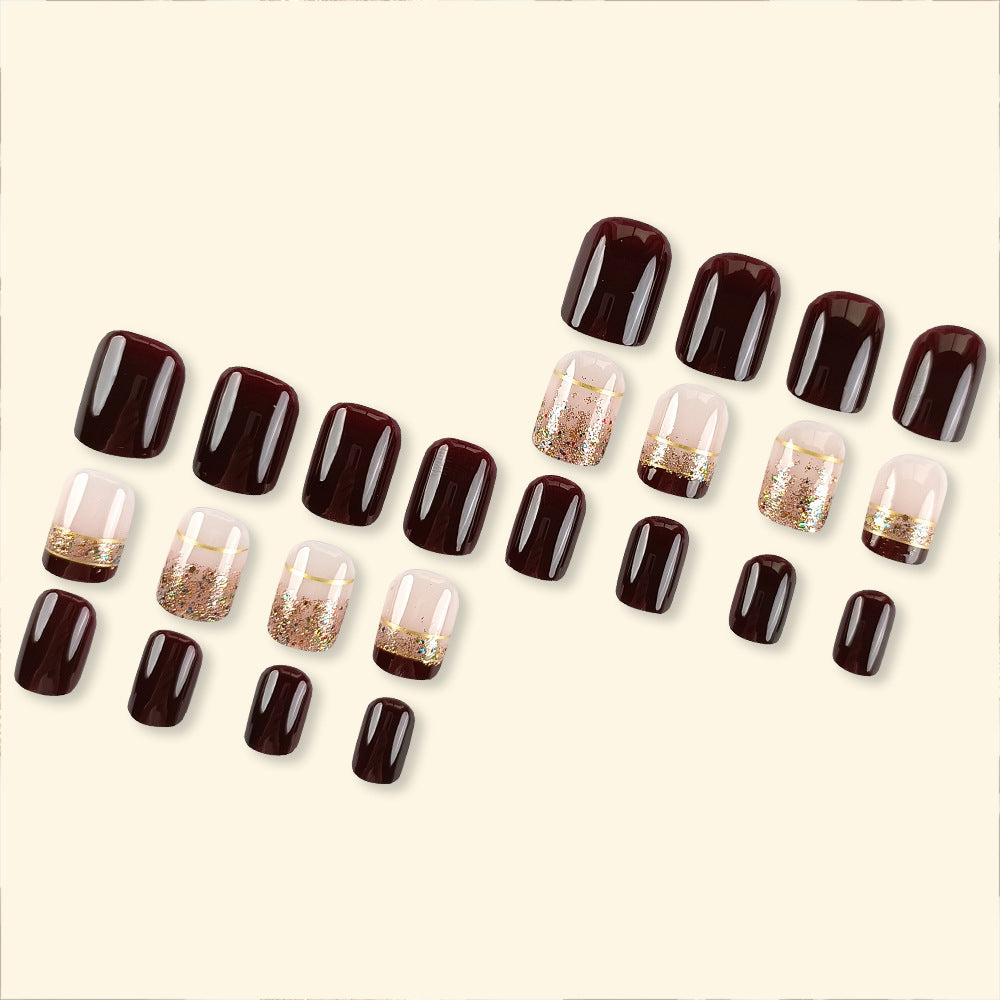 Glitzerndes French Tip Nagelkunstset Brehn