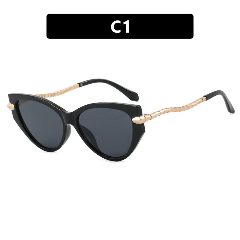 Damen Cat-Eye Sonnenbrille mit elegantem Metallrahmen und modischen Akzenten Brehn