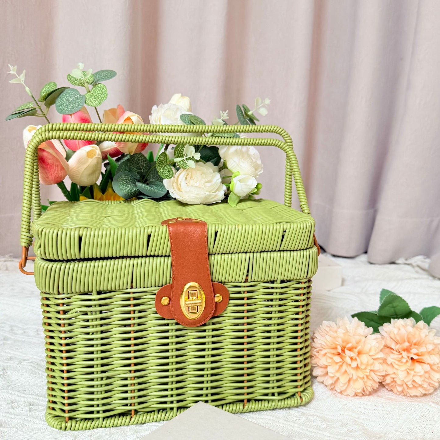 Damen Handgefertigter Rattan Picknickkorb Brehn