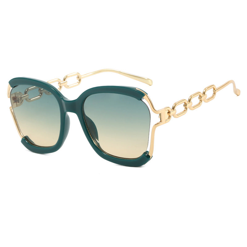 Damen modische Sonnenbrille mit goldenen Kettendetails Brehn