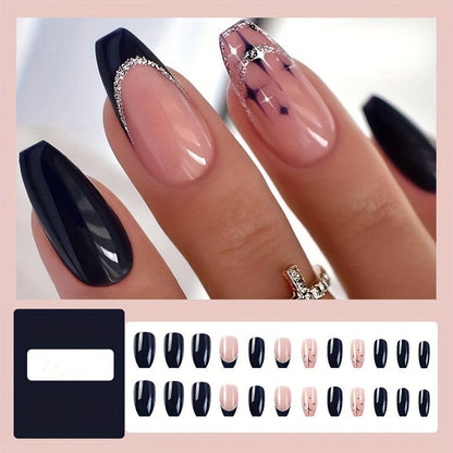 Elegantes, mit Strass verziertes Press-On-Nageldesign