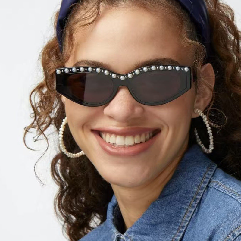 Damen Cat-Eye Sonnenbrille mit funkelndem Strassbesatz und animalischem Muster Brehn