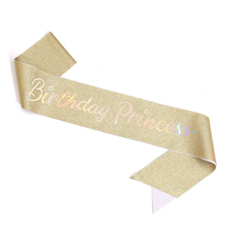 Damen Glitzernde Prinzessinnenkrone mit Birthday Princess Schärpe Brehn