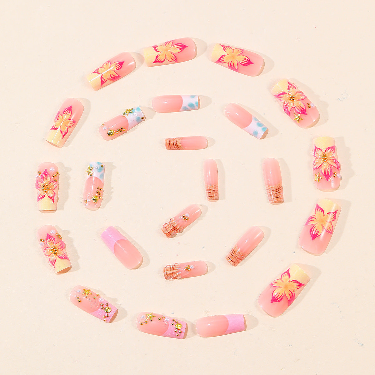 Luxuriöse florale Acryl-Nagelkunstverlängerungen Brehn