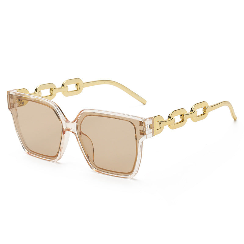 Damen Oversized Fashion-Sonnenbrille mit außergewöhnlichem Kettendesign Brehn