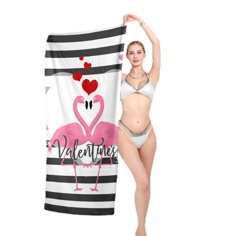 elegantes und funktionales Strandtuch mit tropischem Flamingo-Design Brehn