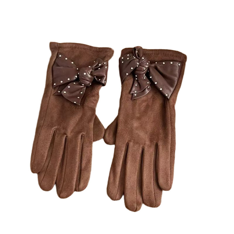 Elegante Bow-verzierte Touchscreen-Handschuhe Brehn