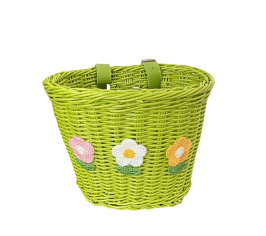 Blumengestickter geflochtener Aufbewahrungskorb Brehn