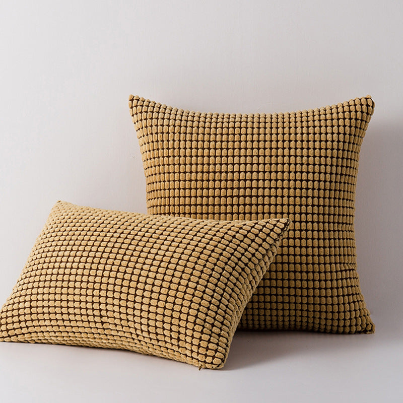 Plüsch Waffelraster Chenille Sofa Akzent Kissen Duo mit abnehmbaren Reißverschlussbezügen
