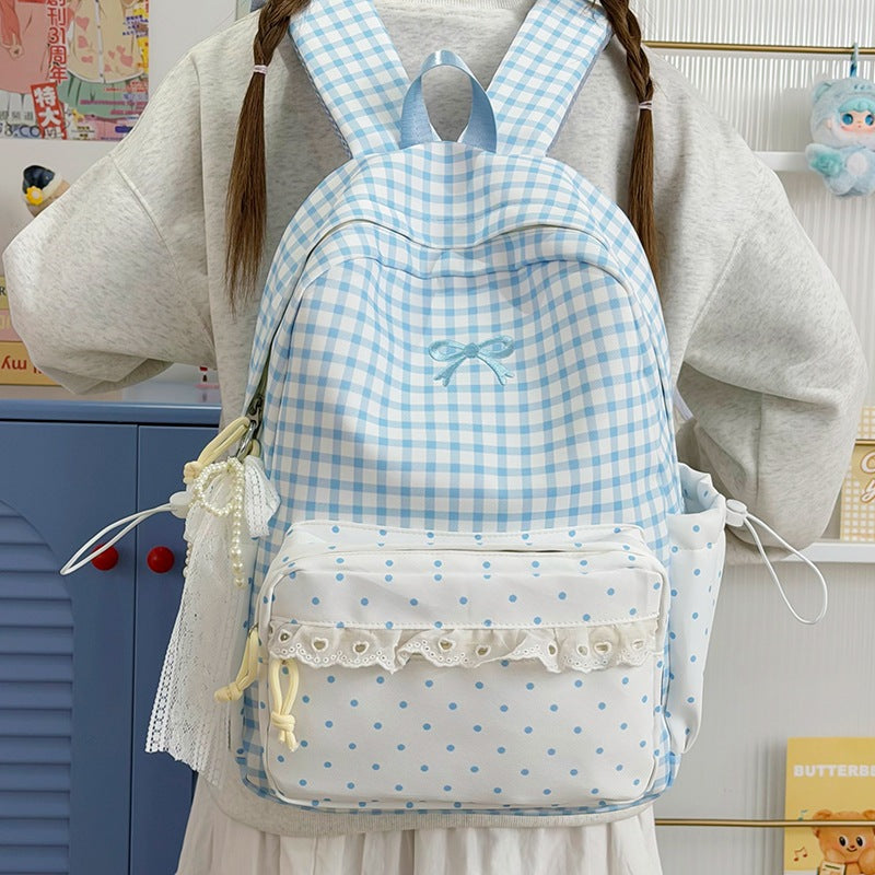 Verspielter Gingham- und Pünktchen-Rucksack Brehn