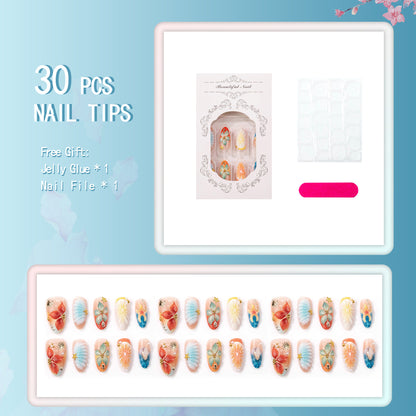 Künstlerisches vom Ozean inspirierte Press-On Nagelkunst Set