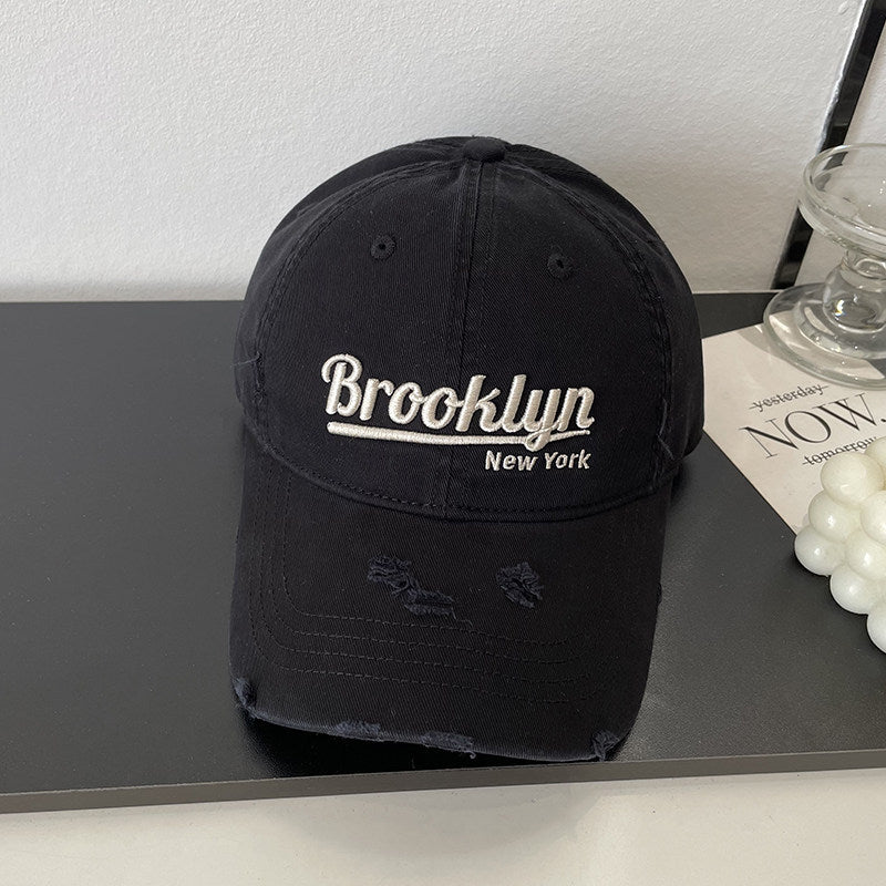 Distressed Baumwoll-Baseballmütze mit Brooklyn-Stickerei